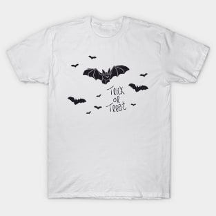 monochrome cute bat swarm silhouette for halloween celebration T-Shirt